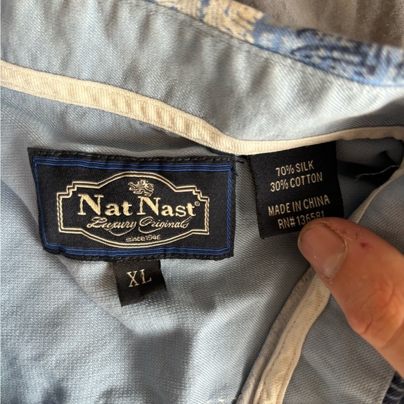 NAT NAST LUXURY ORIGINALS MEN'S SHORT SLEEVE BUTTON UP SHIRT SILK Blend SIZE XL - Picture 6 of 14